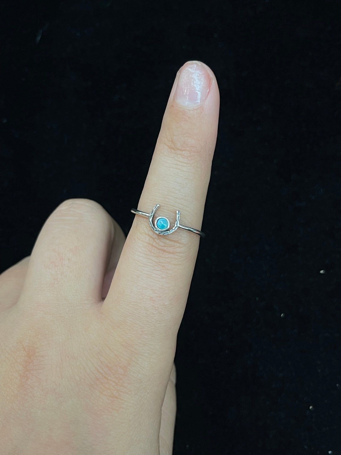 8.0 Dainty Horseshoe Ring with Turquoise Stone