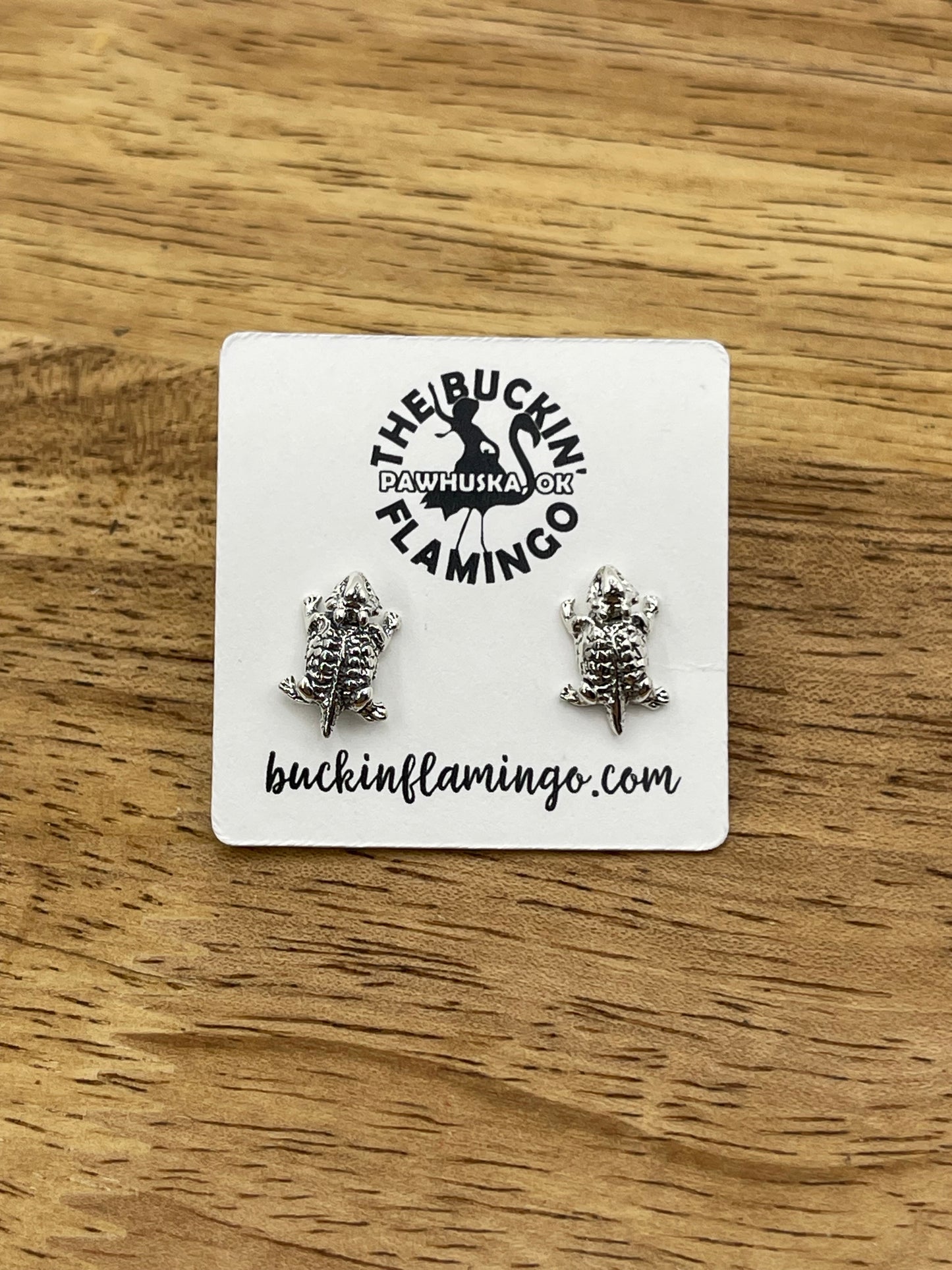Sterling Silver Horned Frog Stud Post Earrings