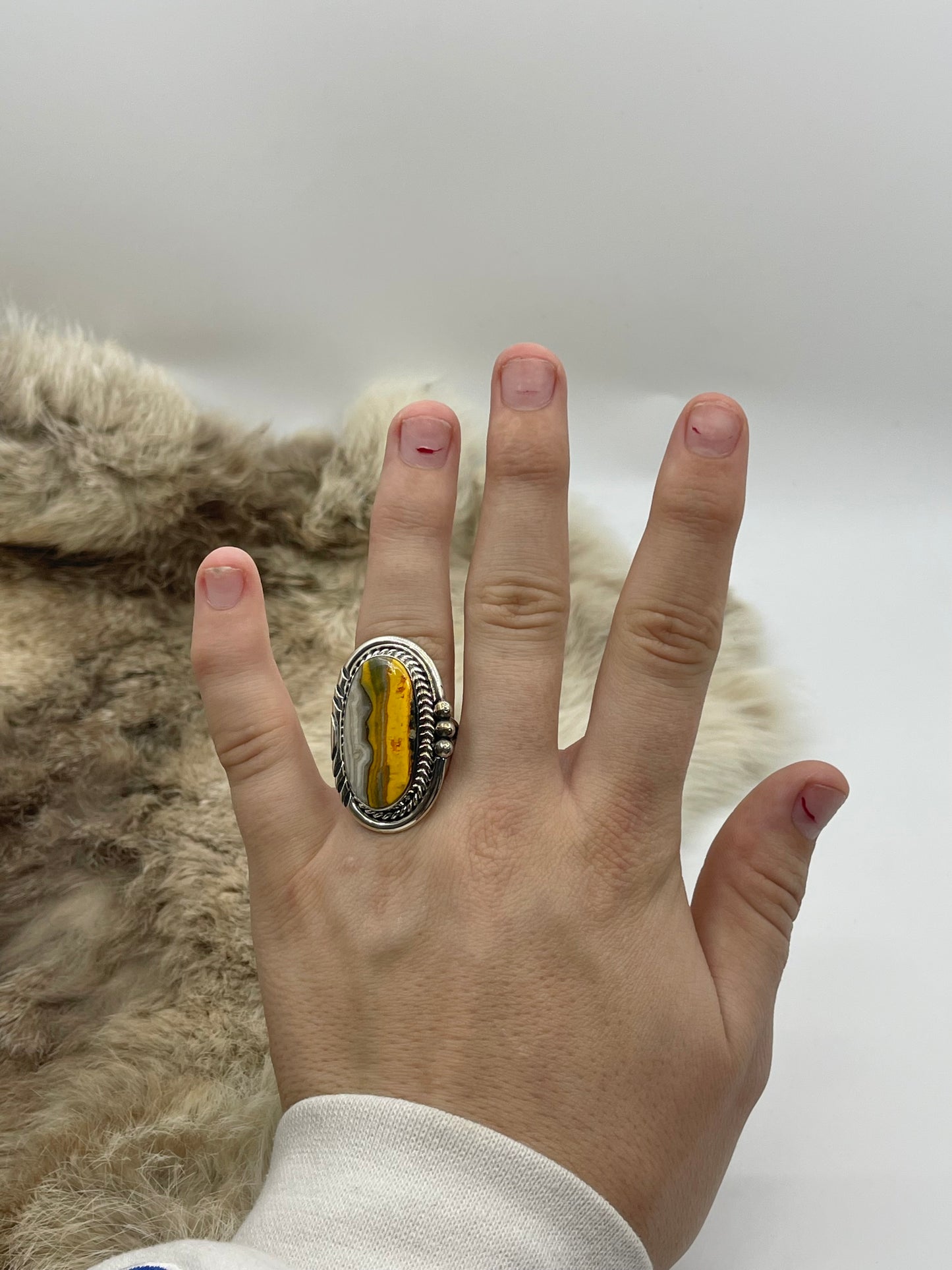 9.0 Bumblebee Jasper Oval Ring
