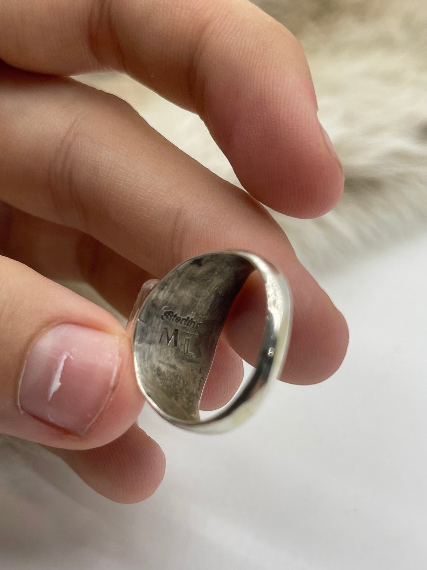 11.0 Square Turquoise Ring by Mary Lincoln, Navajo