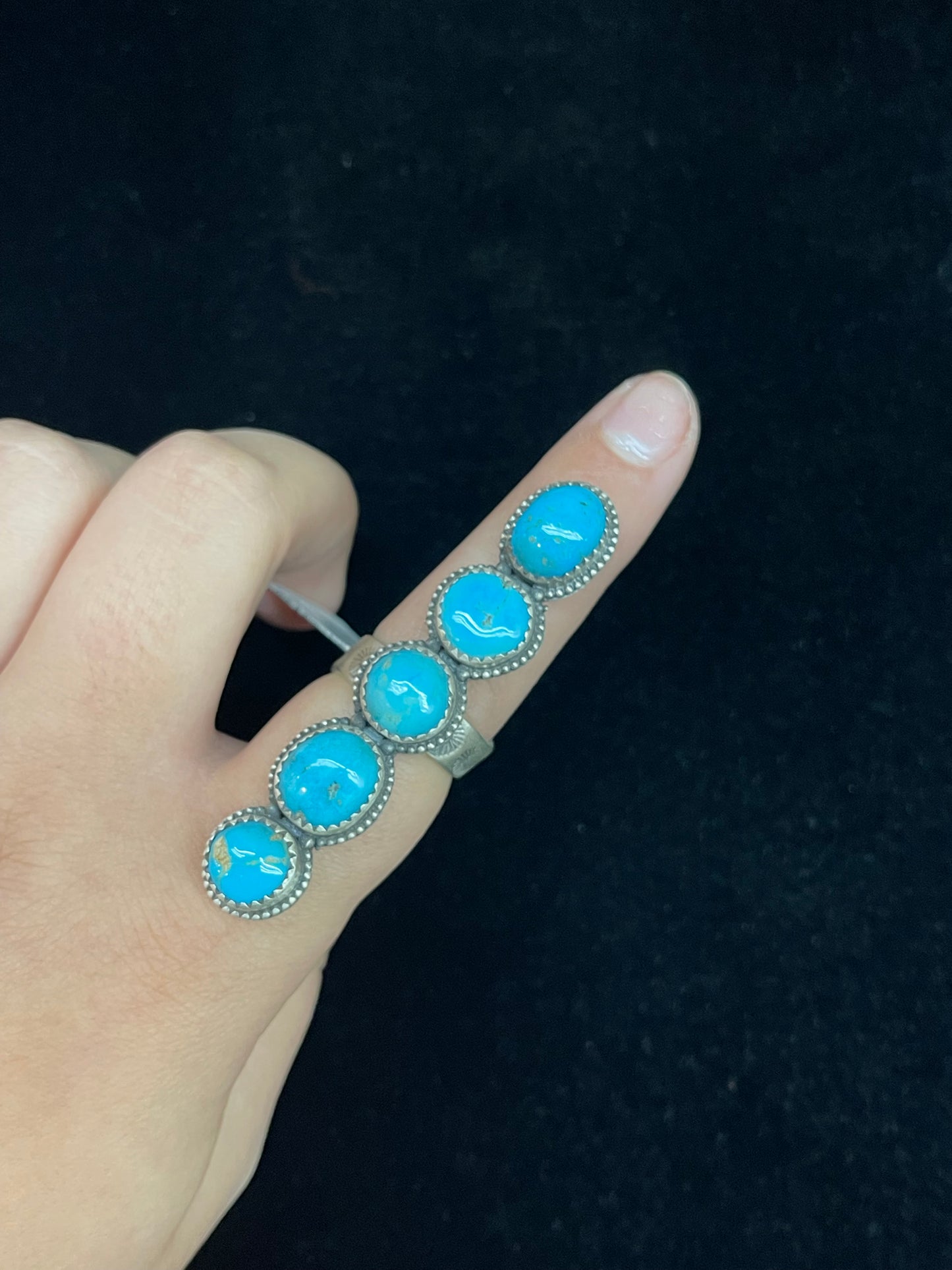 Adjustable Sleeping Beauty Turquoise 5 Stone Ring by Zia