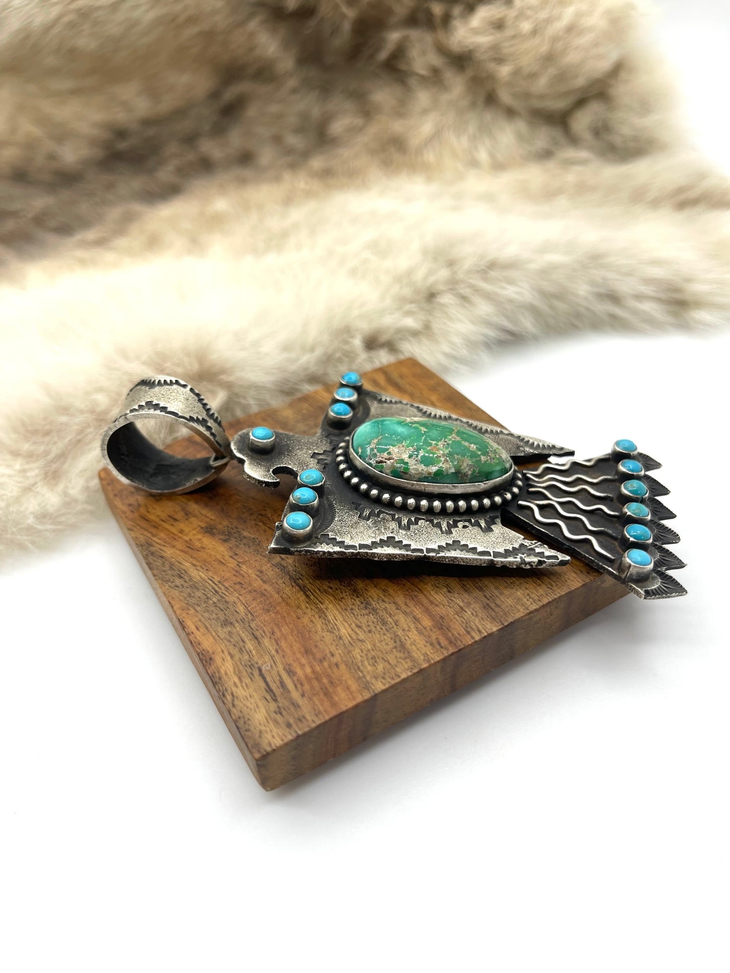 Royston Tufa Cast Thunderbird Pendant w/ 16mm Bail by Shawn Cayatineto, Navajo