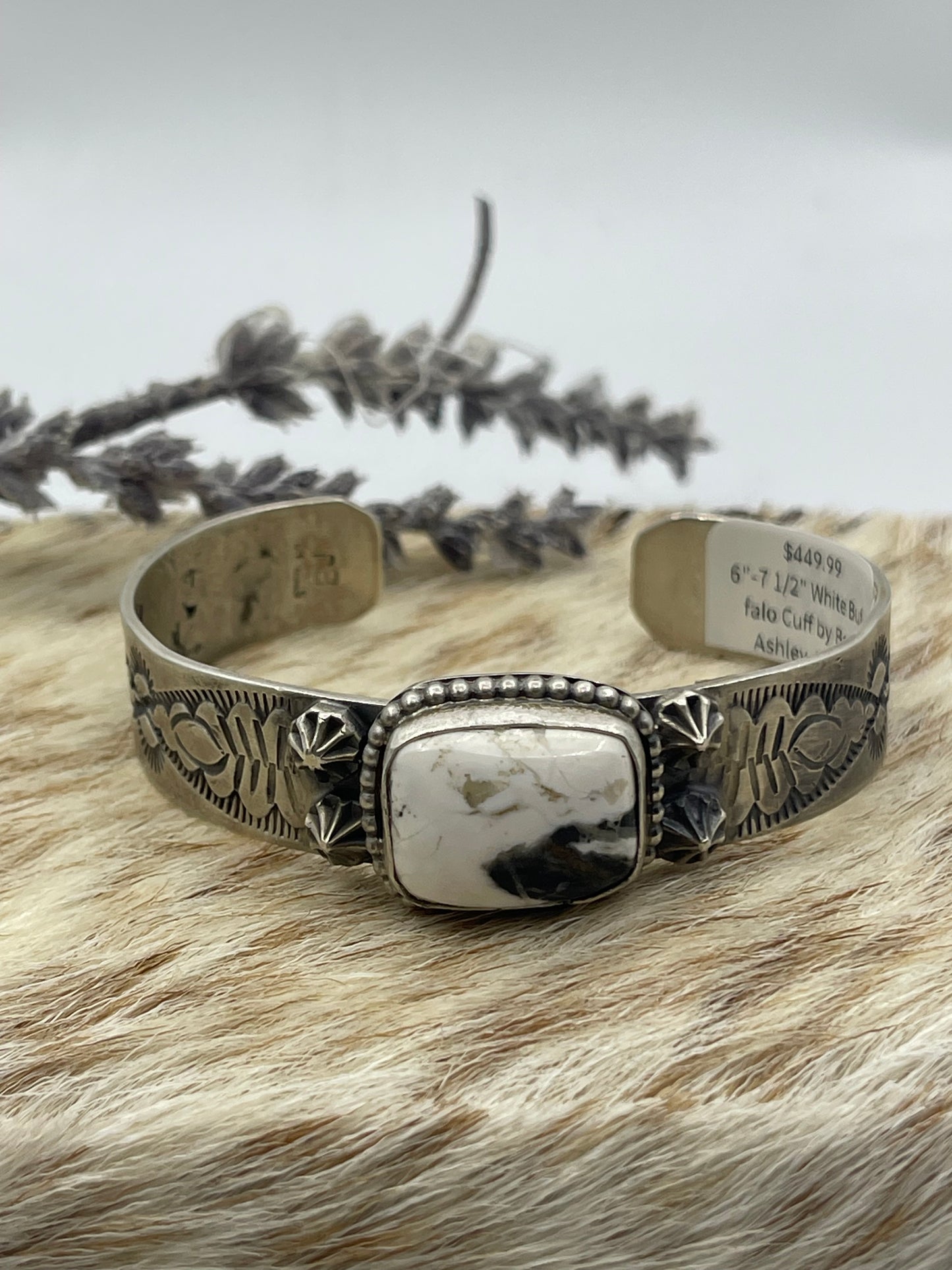 6"-7 1/2" White Buffalo Cuff by Boyd Ashley, Navajo