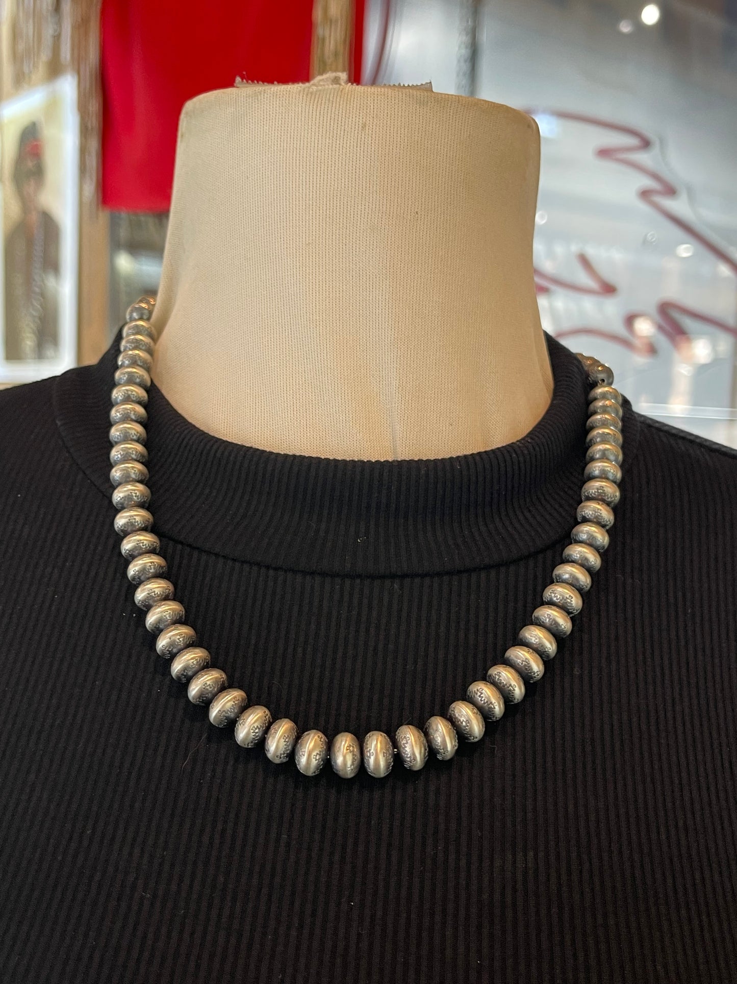 24" 16mm Handmade Navajo Pearls by Bryannen Halwood, Navajo