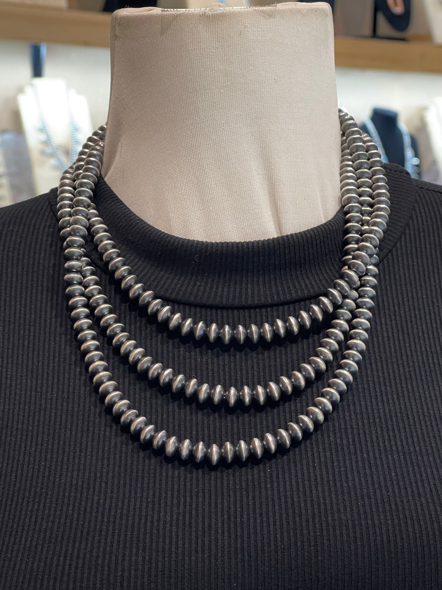 19" - 22" Handmade Navajo Pearl 3 Strand Necklace