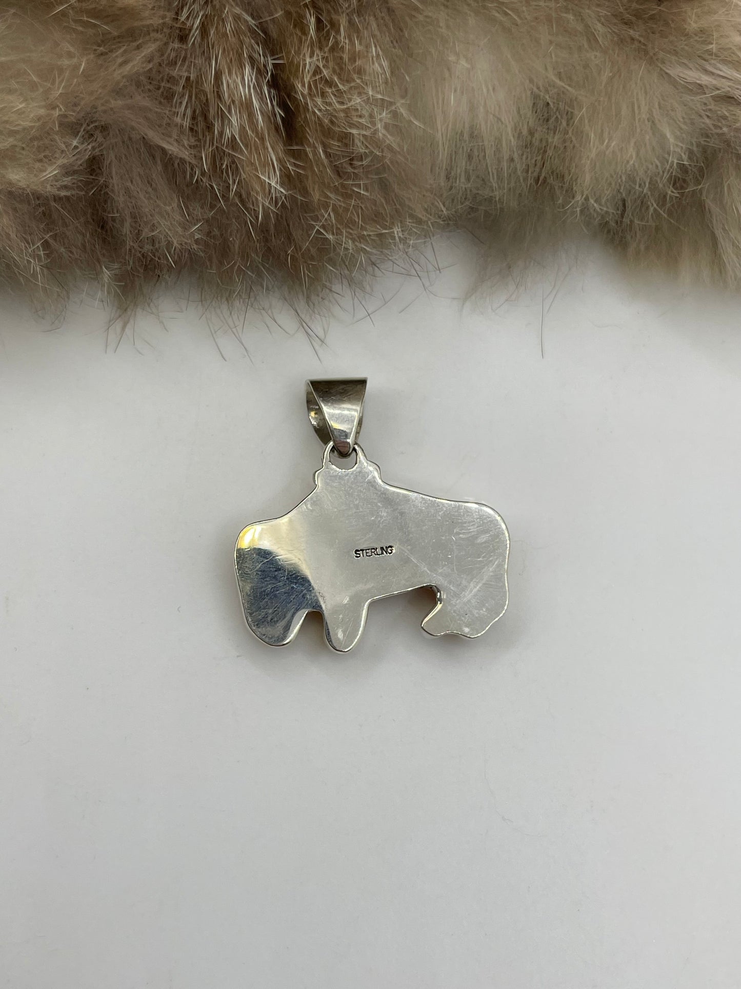 6.5mm Bail Orange Spiny Oyster Carved Buffalo Pendant
