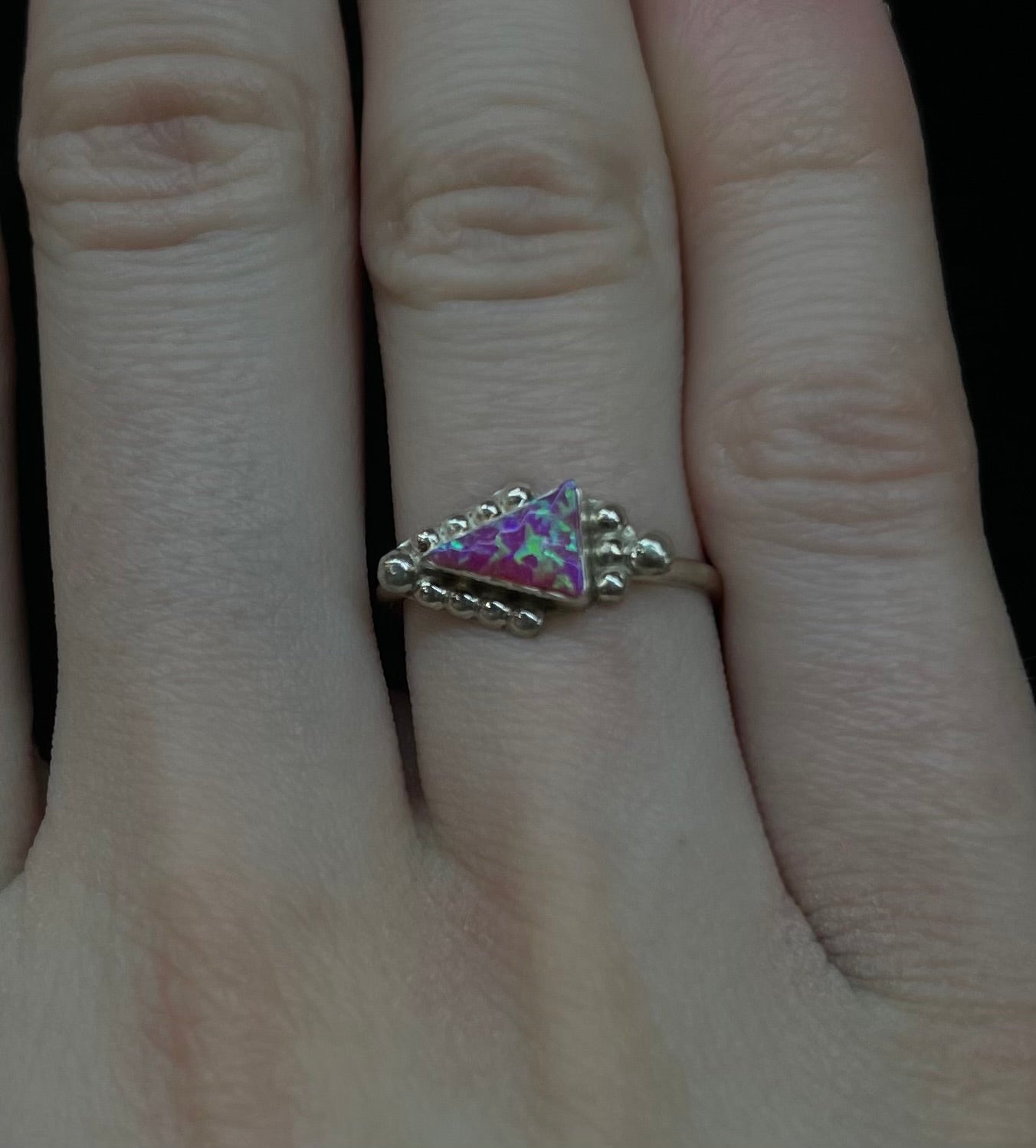 5.0 Pink Opal Triangle Ring