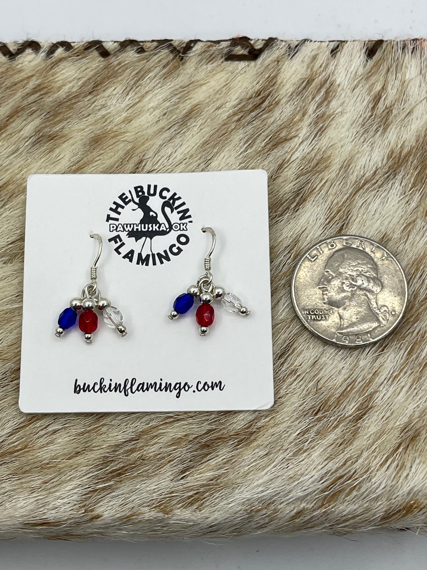 Red, White, and Blue Crystal Dangle Earrings