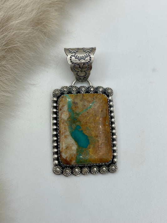 Boulder Ribbon Turquoise Pendant by Jeff Largo, Navajo