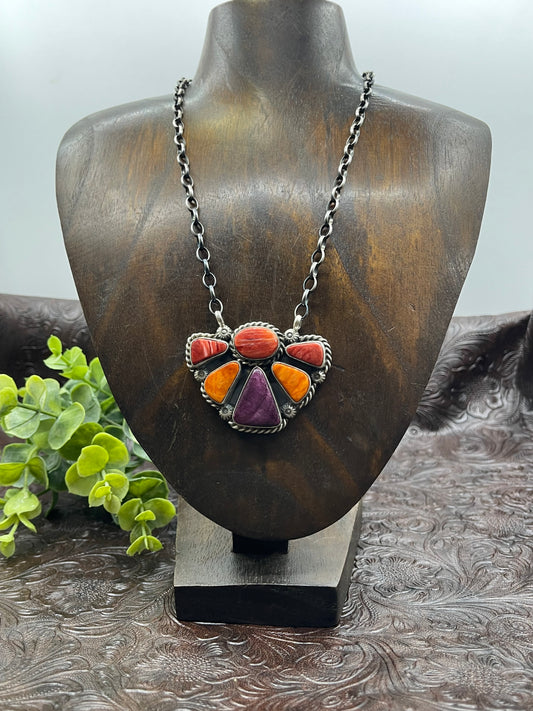 16" Spiny Oyster Cluster Necklace by Augustine Largo