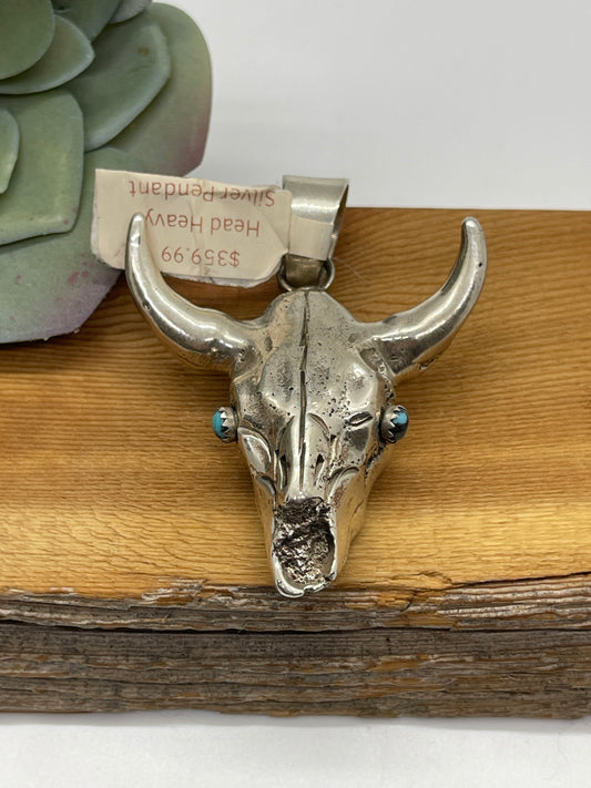 Head Heavy Silver Pendant with a 13mm Bale Marked RL, Navajo