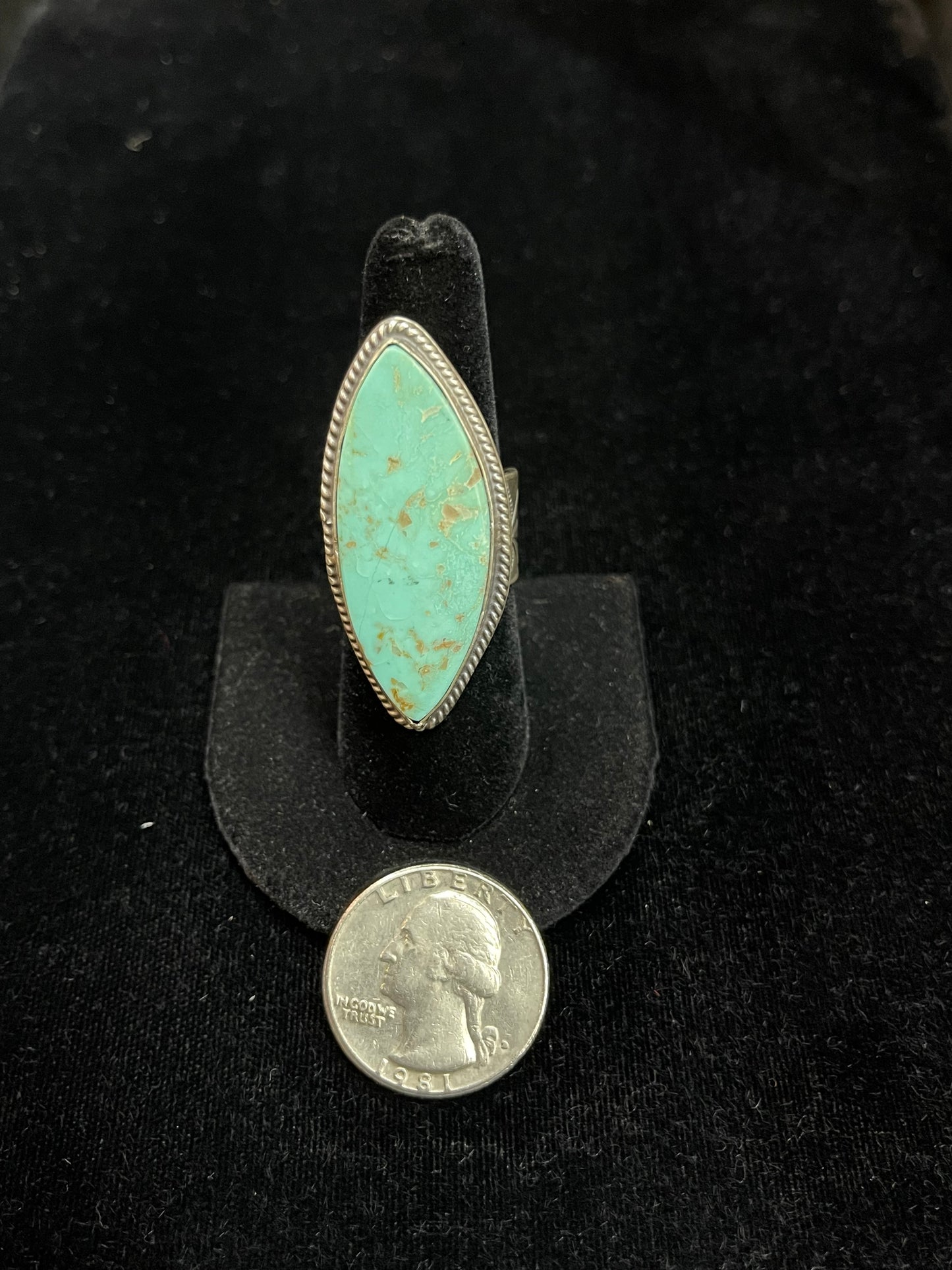 7.5 Kingman Turquoise Ring by Harold Joe, Navajo