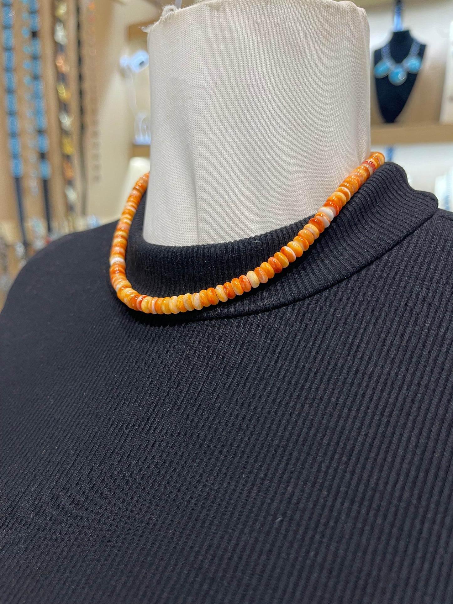16" 6mm Spiny Oyster Shell Necklace