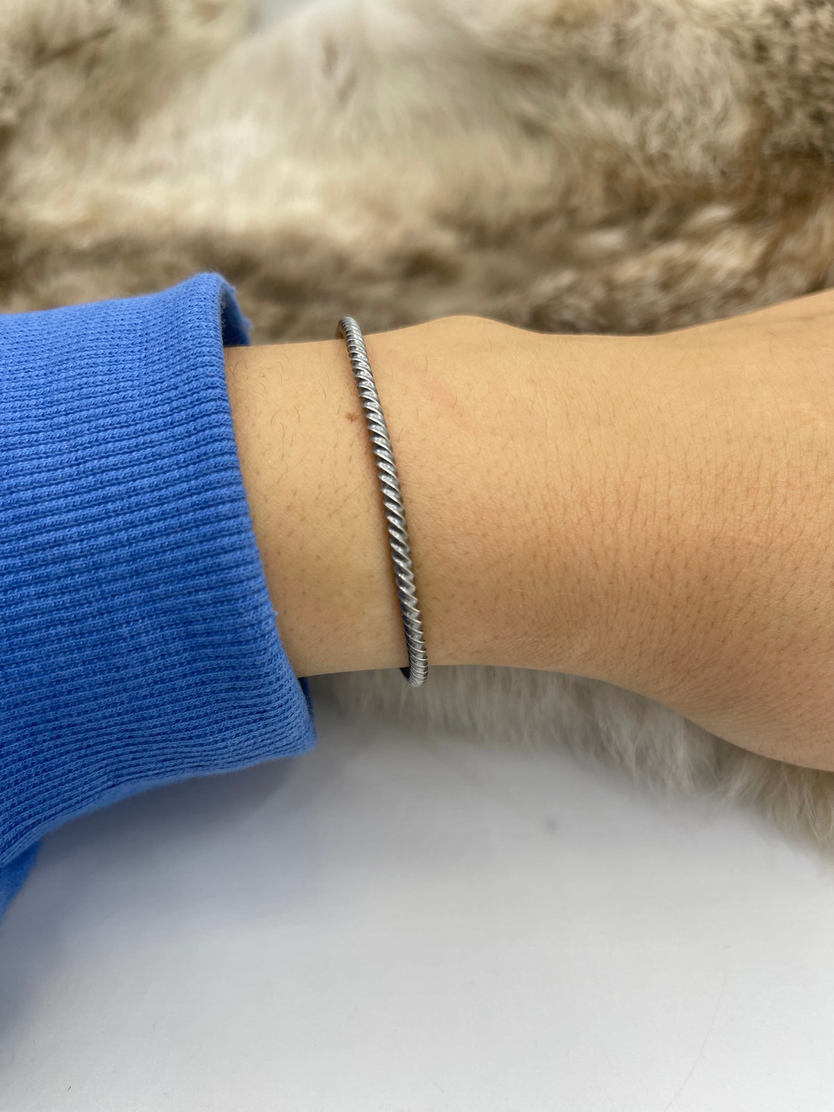5.5”-7” Twisted Wire Stacker Cuff by Tyrell Jim, Navajo