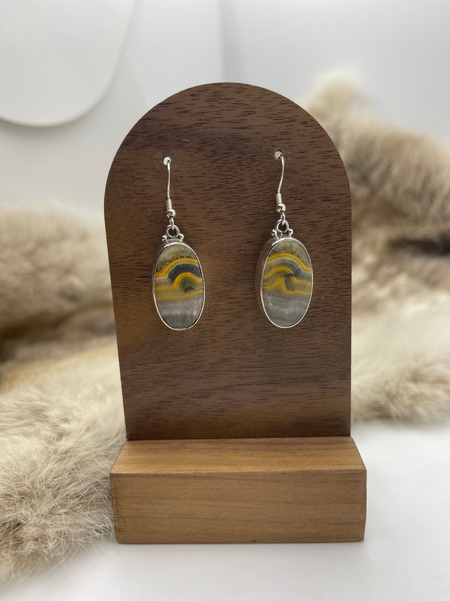 Oval Bumblebee Jasper Hook earrings