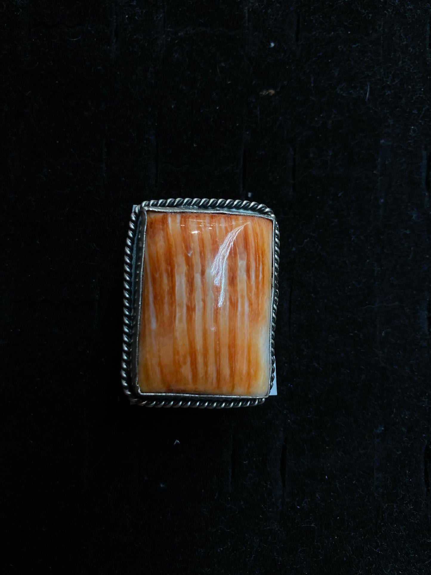 11.0 Orange Spiny Oyster Ring and 12mm Bale Pendant Set by Begay, Navajo