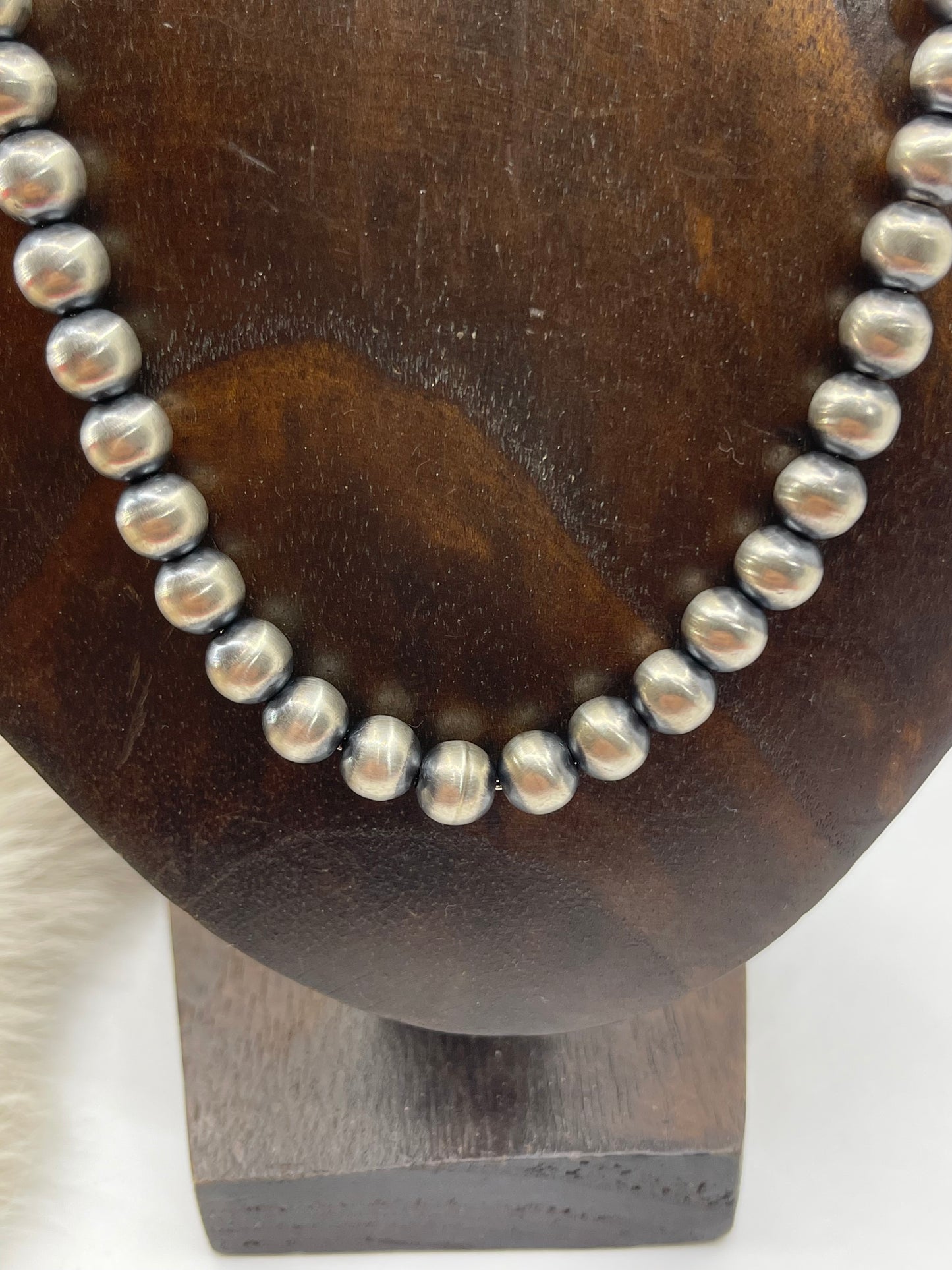 20" 8mm Handmade Navajo Pearls by Bryannen Halwood, Navajo