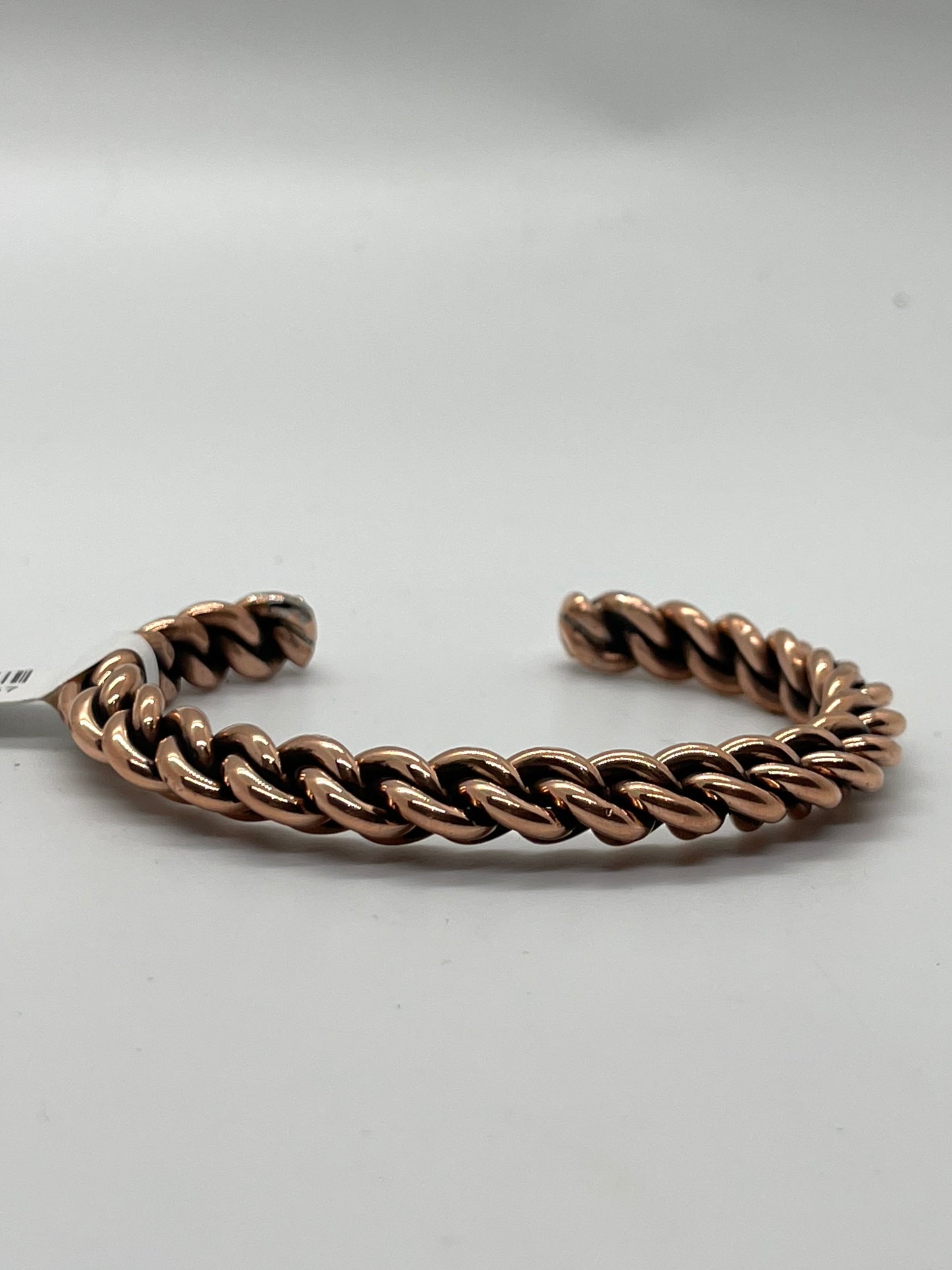 6" - 7.5" Braided Thick Copper Cuff by Elaine Tahe, Navajo