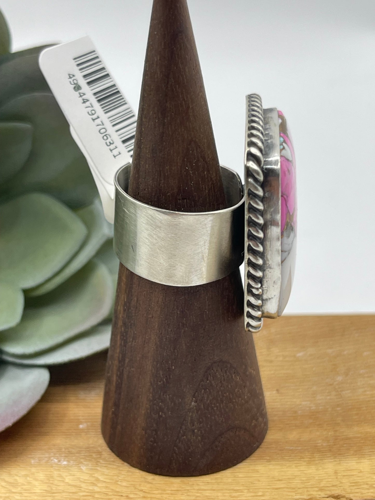 Adjustable Cotton Candy Square Ring by Augustine Largo, Navajo