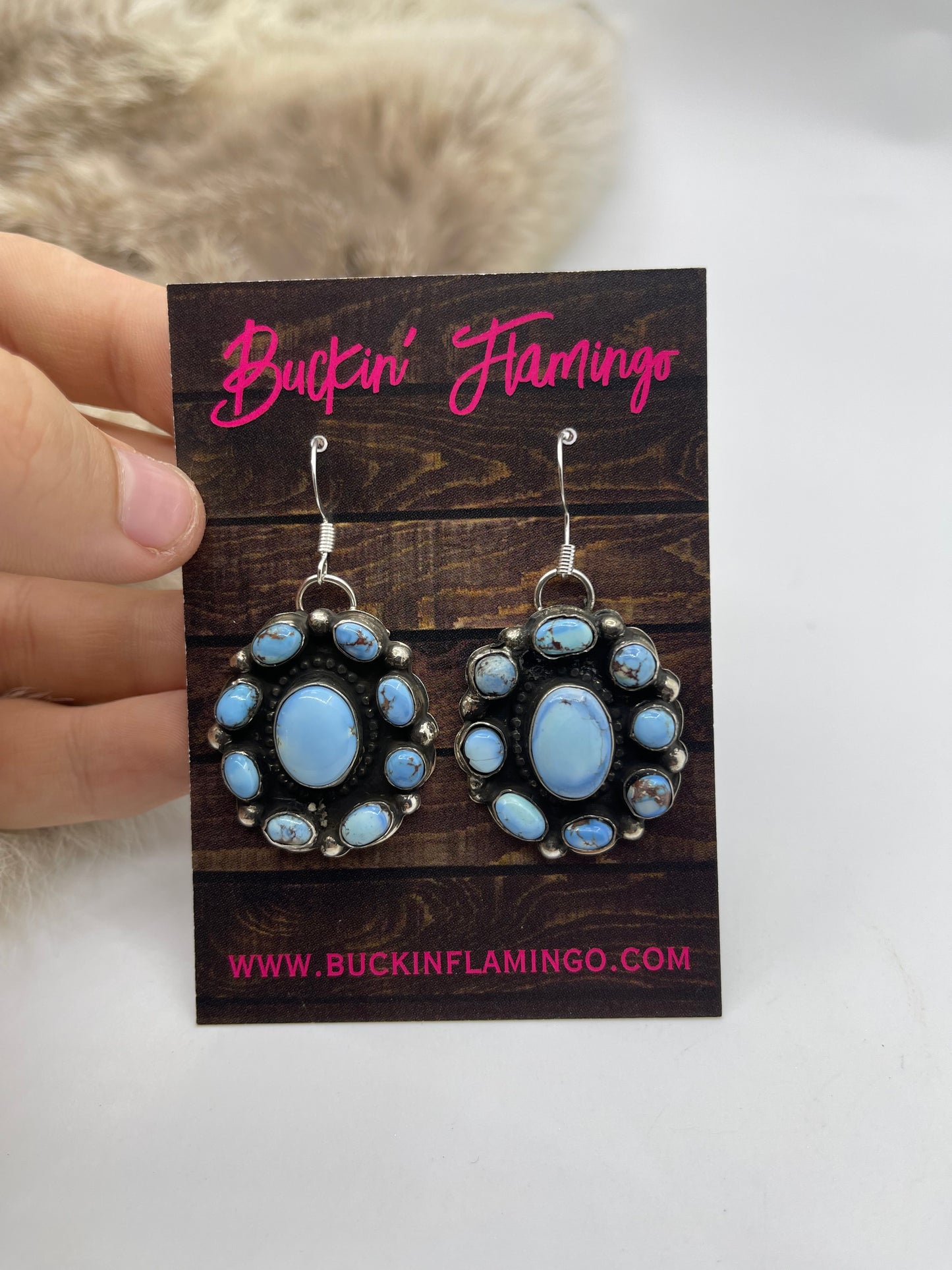 22" + 3" Drop Golden Hills Cluster Lariat Necklace & Earring Set by Jolene Begay, Navajo
