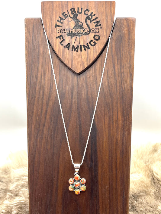 20" Rope Chain Orange Crush Cluster Necklace