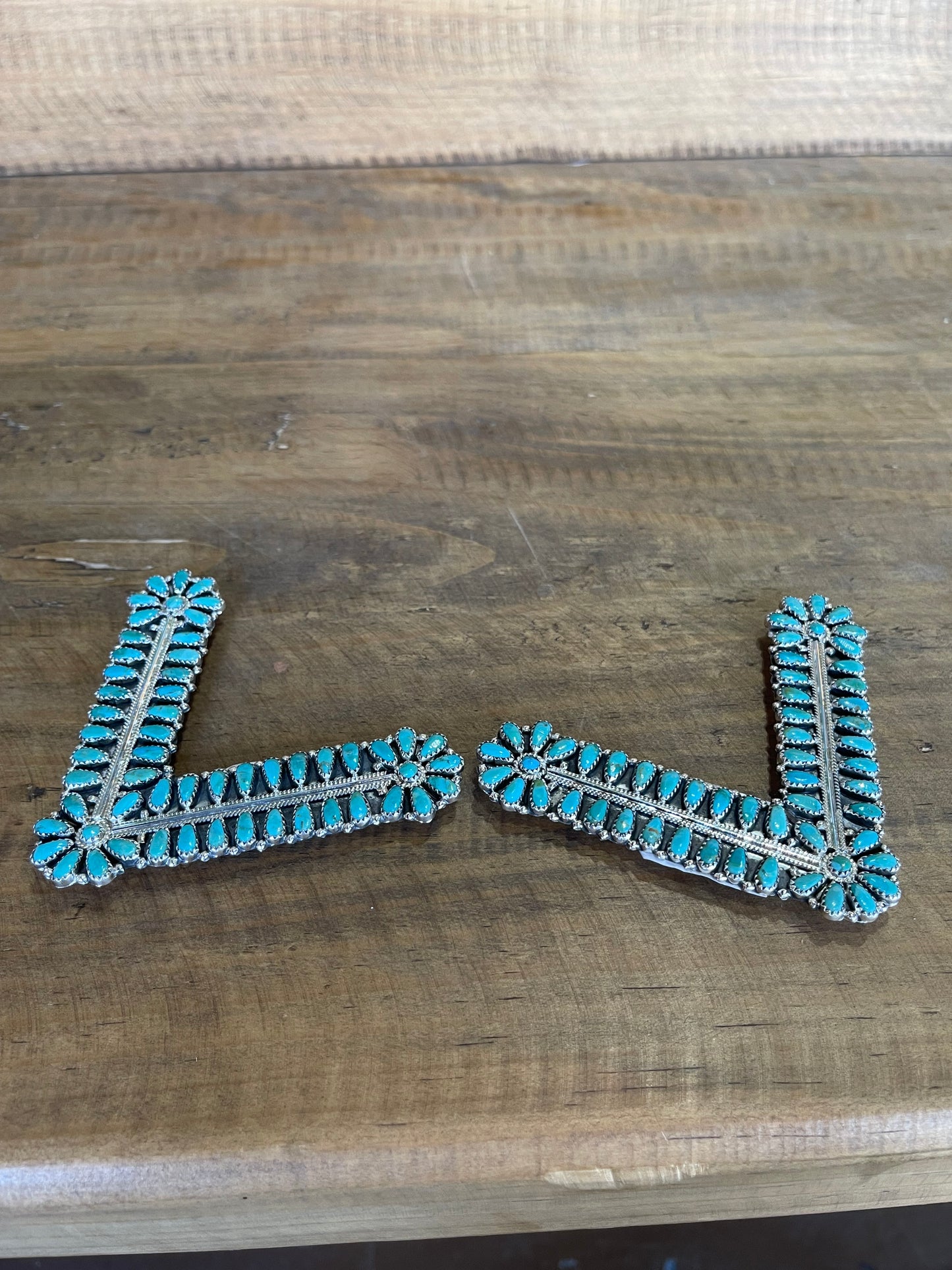 LOT 2 1/4 Multiple Stone Kingman Turquoise Collar Tips by Zeita Begay, Navajo