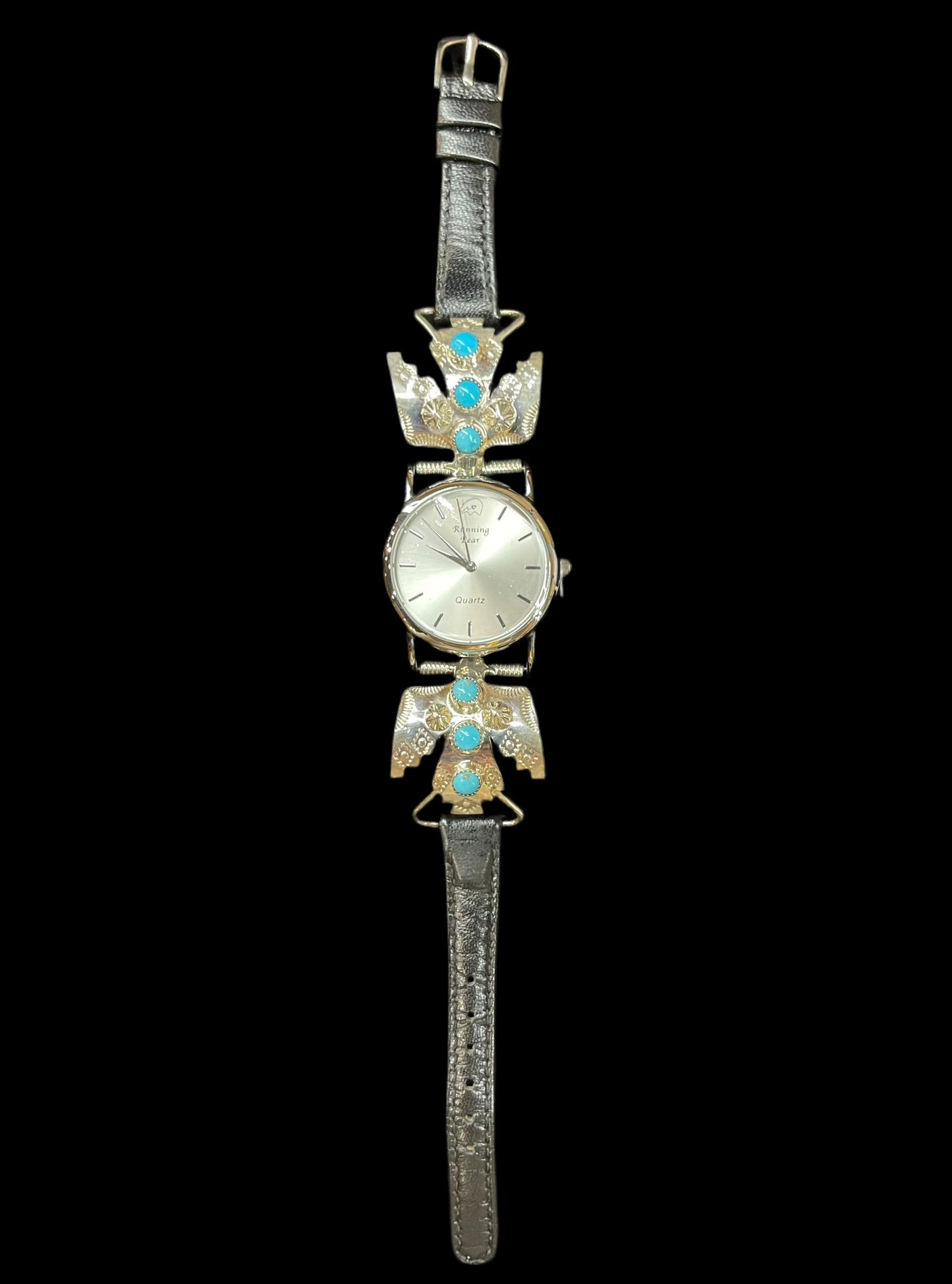 Sleeping Beauty Turquoise Thunderbird Wrist Watch by Daniel Dakai, Navajo