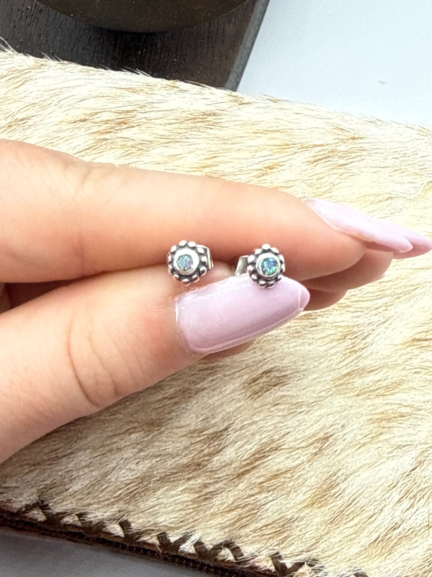 Tiny Opal 5.5 mm Flower Posts