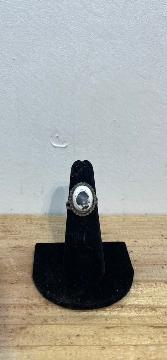 5.5 Dainty White Buffalo Ring by Navajo Artist
