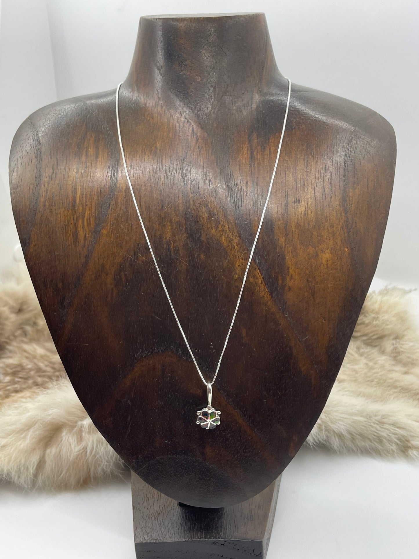 18" Chain with Dark Purple/Pink Opal by Bernadette Lateyice, Zuni