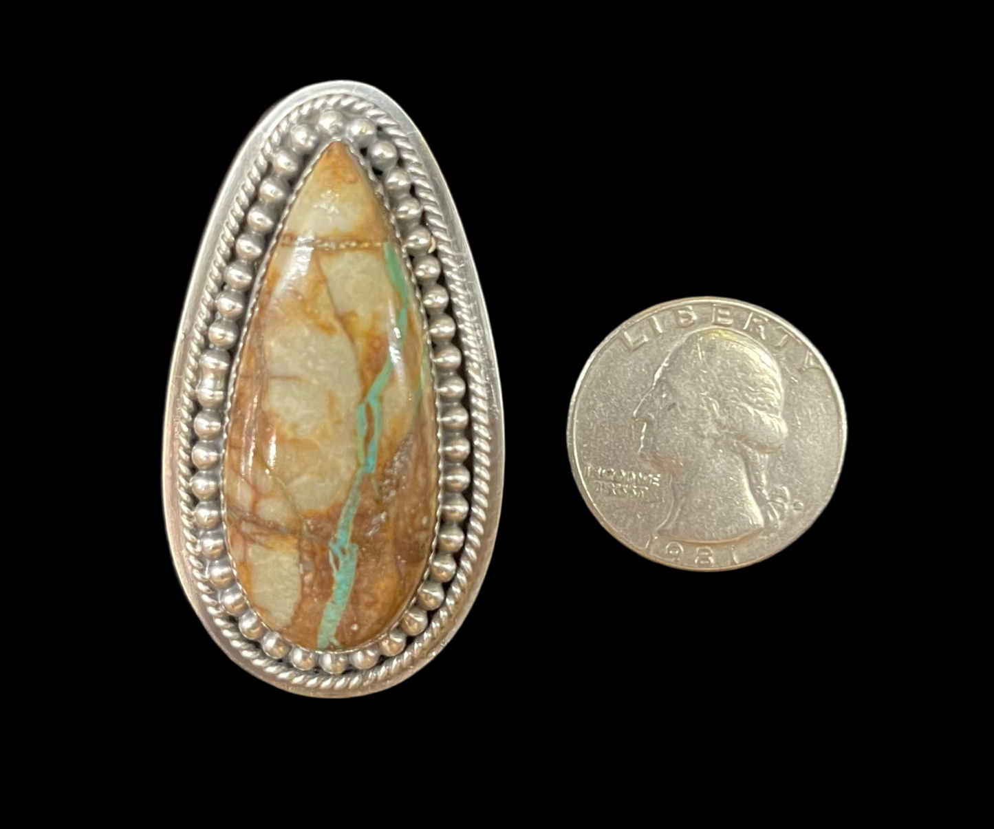 8.5 Ribbon Turquoise Ring by Kevin Nez, Navajo