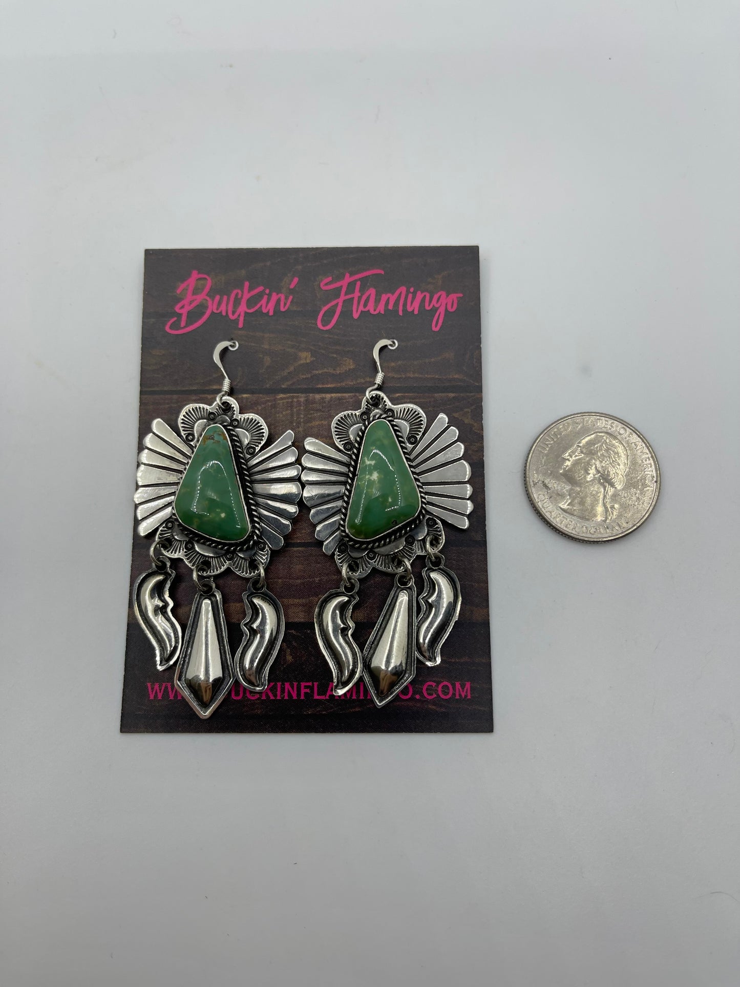 Royston Turquoise 20” + 6” Lariat Necklace & Earring Set by Delayne Reeves, Navajo