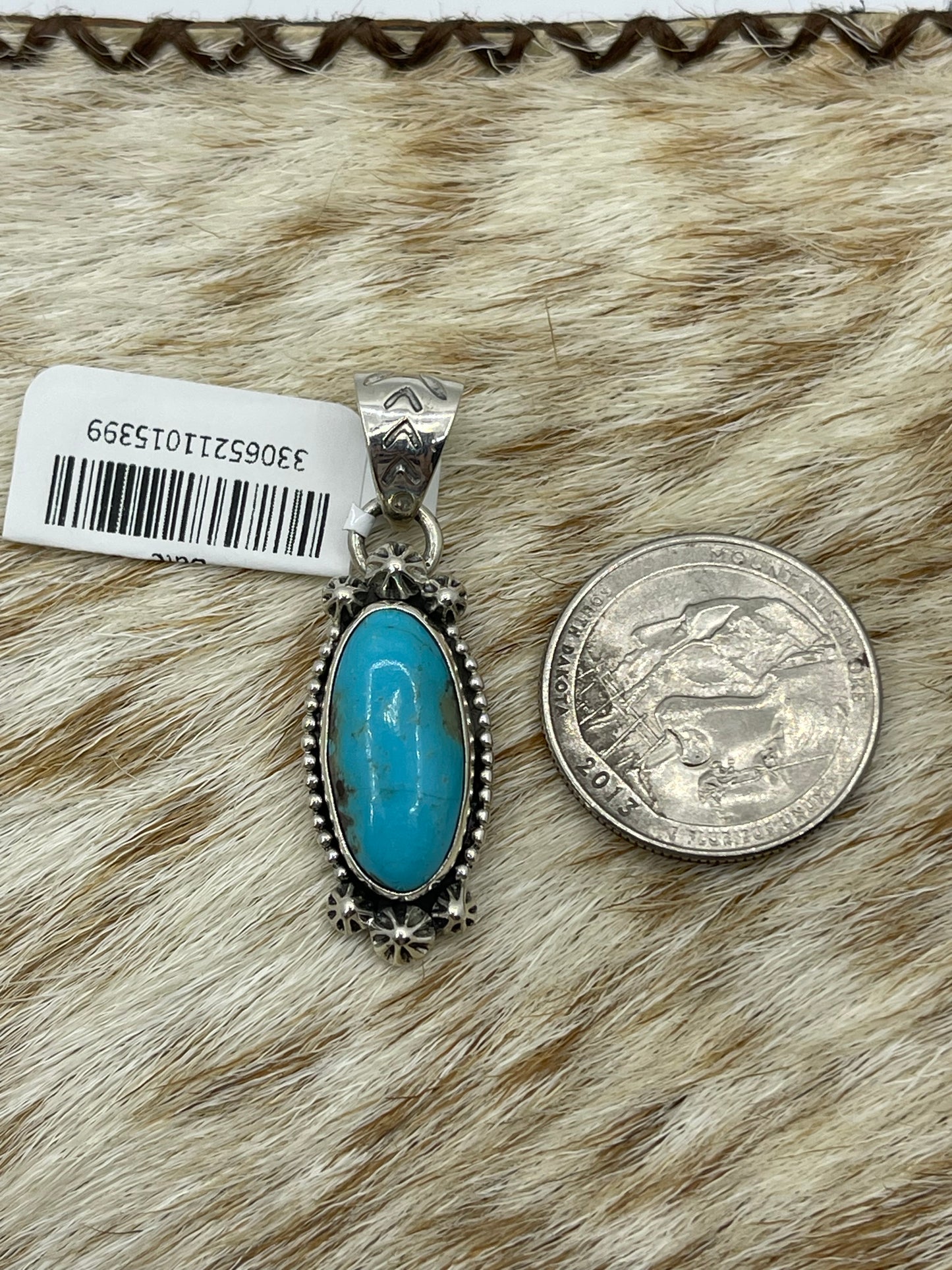 Turquoise Oval Pendant with a 6.3mm Bale