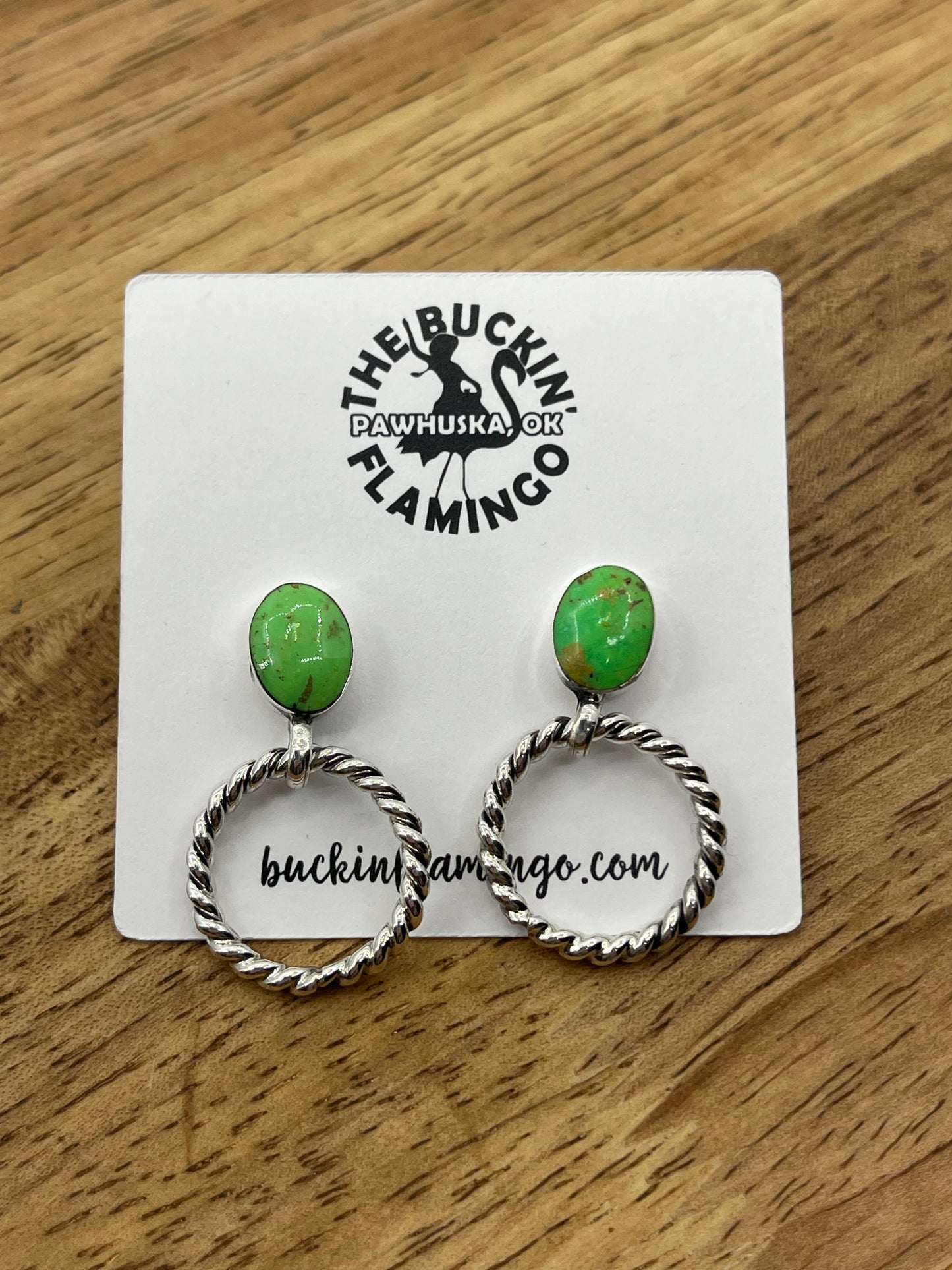 Gaspeite Post Hoop Earrings by Annette Martinez, Navajo