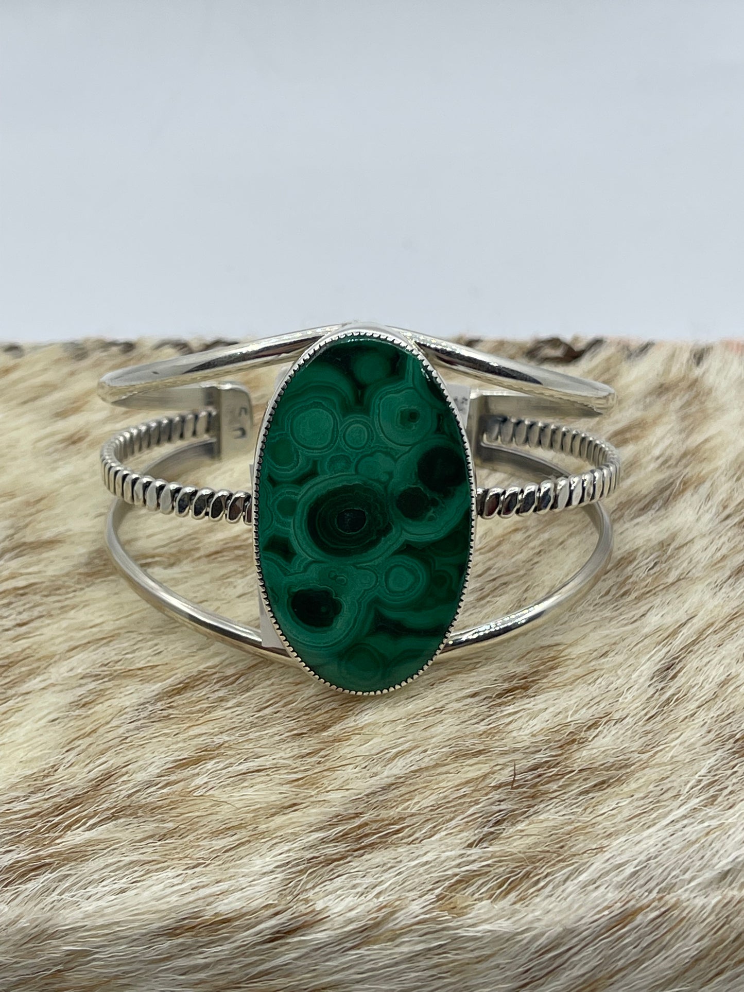 5 1/2"-7" Malachite Chrysocolla Cuff by Dvane Smith, Navajo