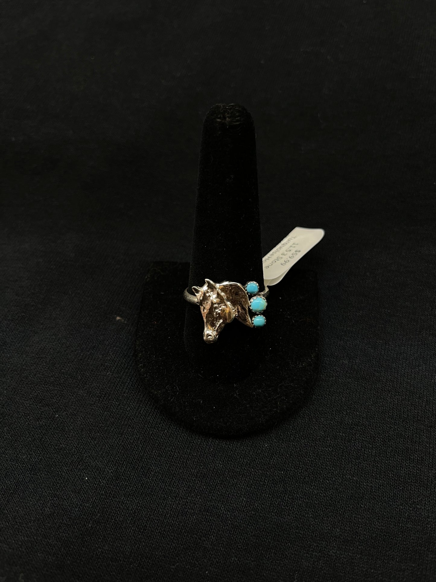 11.5 3 Stone Turquoise Horse Ring by Jerome Lee, Navajo