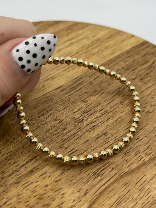 6.5" Stretchy 4mm 14k Gold Filled Beaded Bracelet