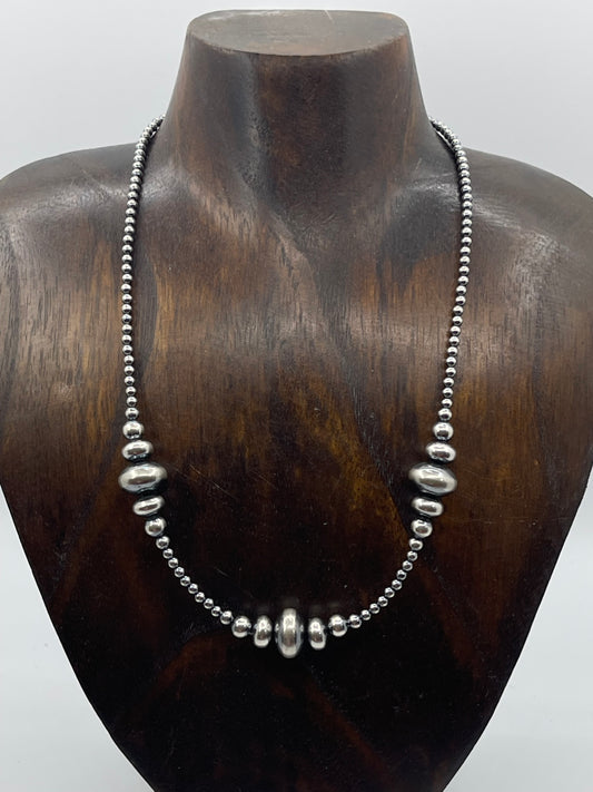 18" 3mm-14mm Varied Rondelle Navajo Pearl Necklace