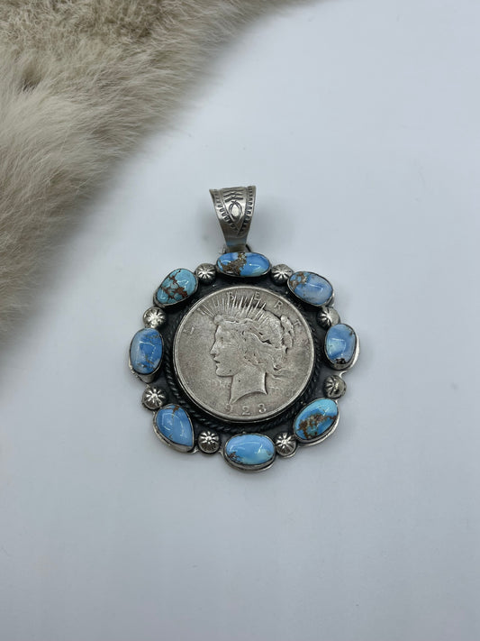 12mm Bale 1923 Peace Silver Dollar Pendant by Boyd Ashley, Navajo