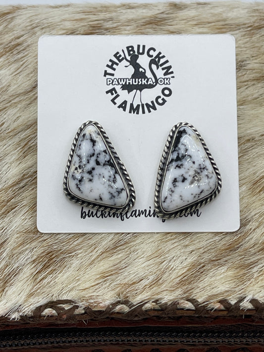 White Buffalo Earrings by Elouise Kee, Navajo