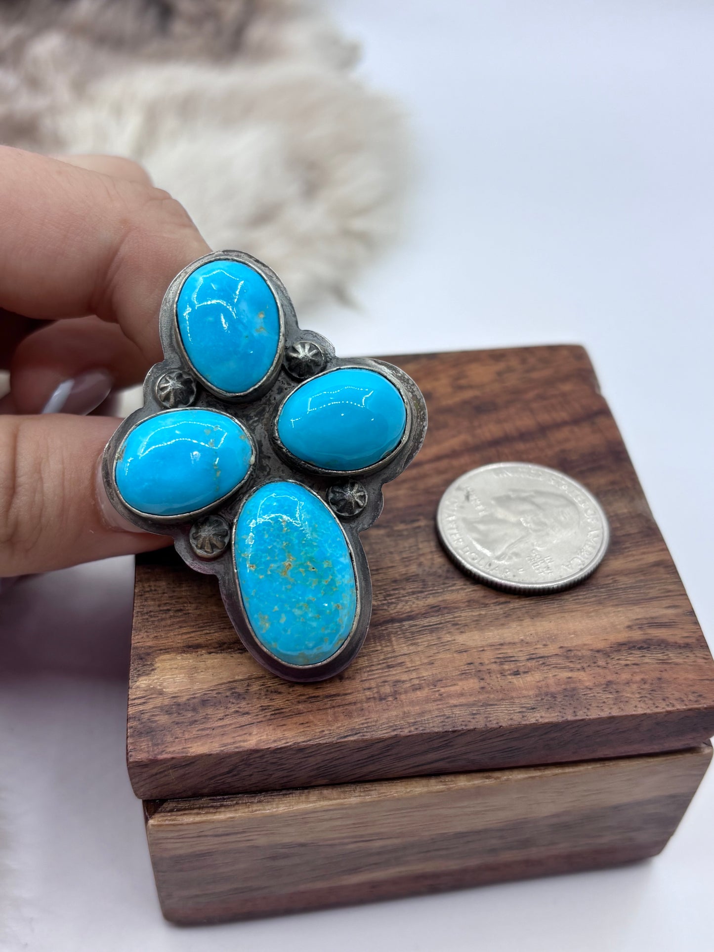 7.0 Sleeping Beauty Ring by Steven Nez, Navajo