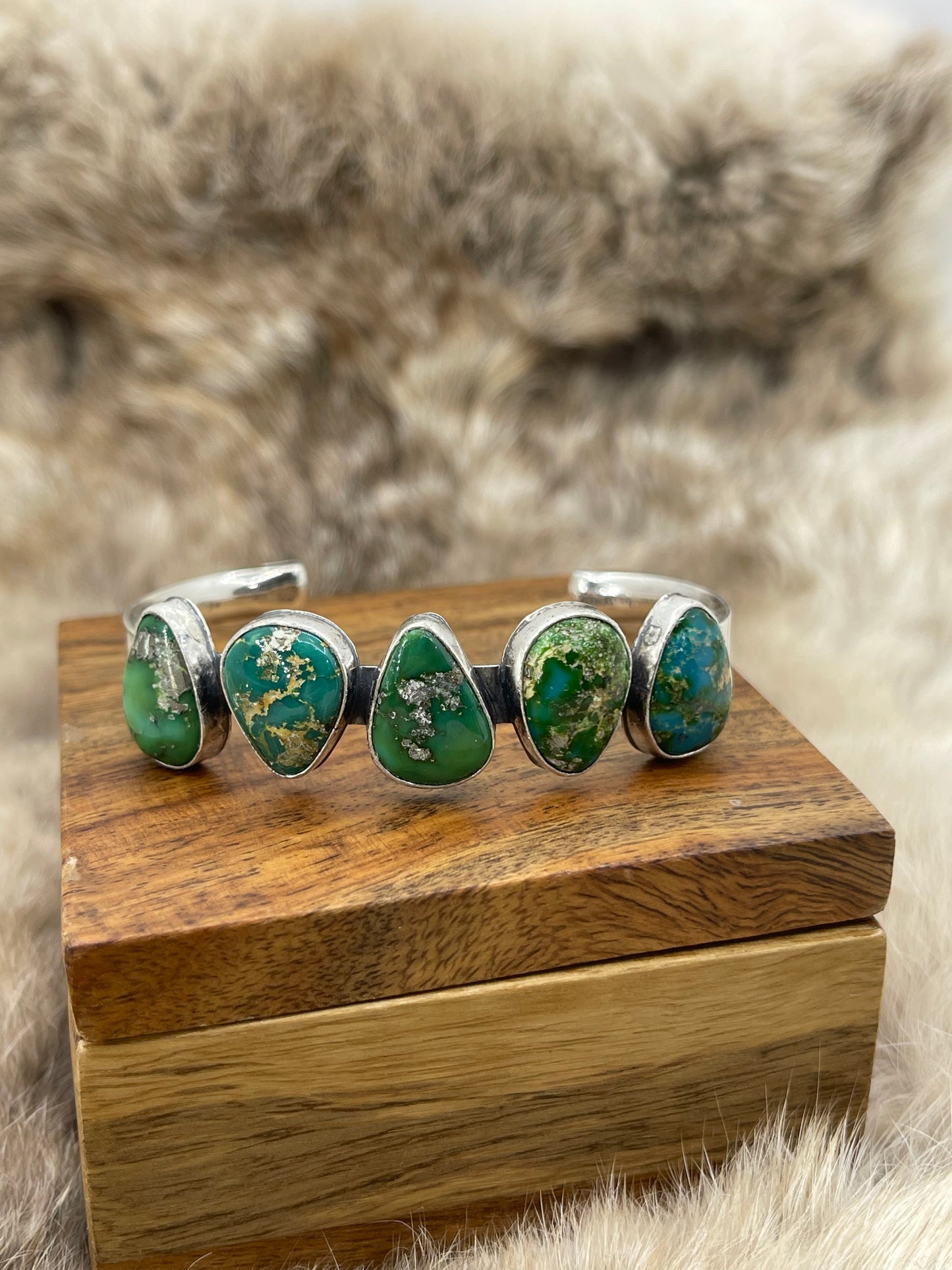 6"-7" 5 Stone Sonoran Gold Turquoise Cuff by Verley Betone, Navajo