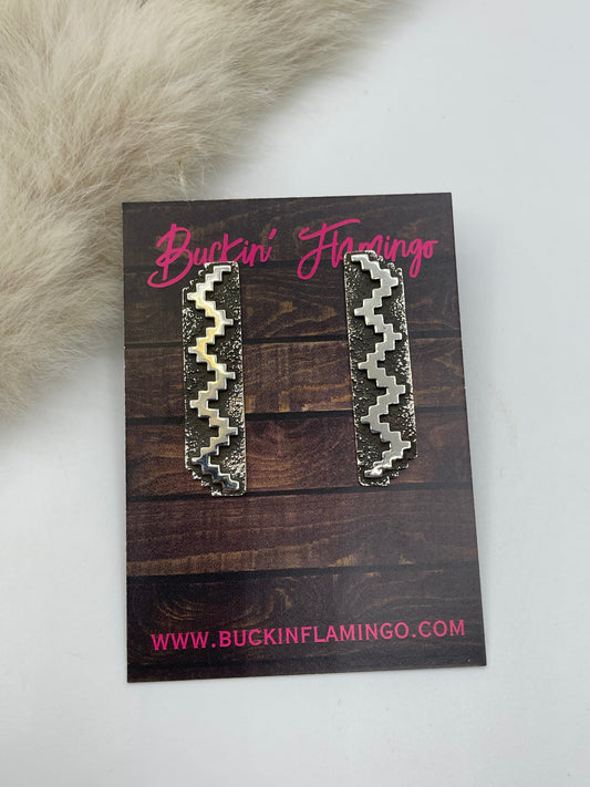Post Earrings by Marie Jackson, Navajo