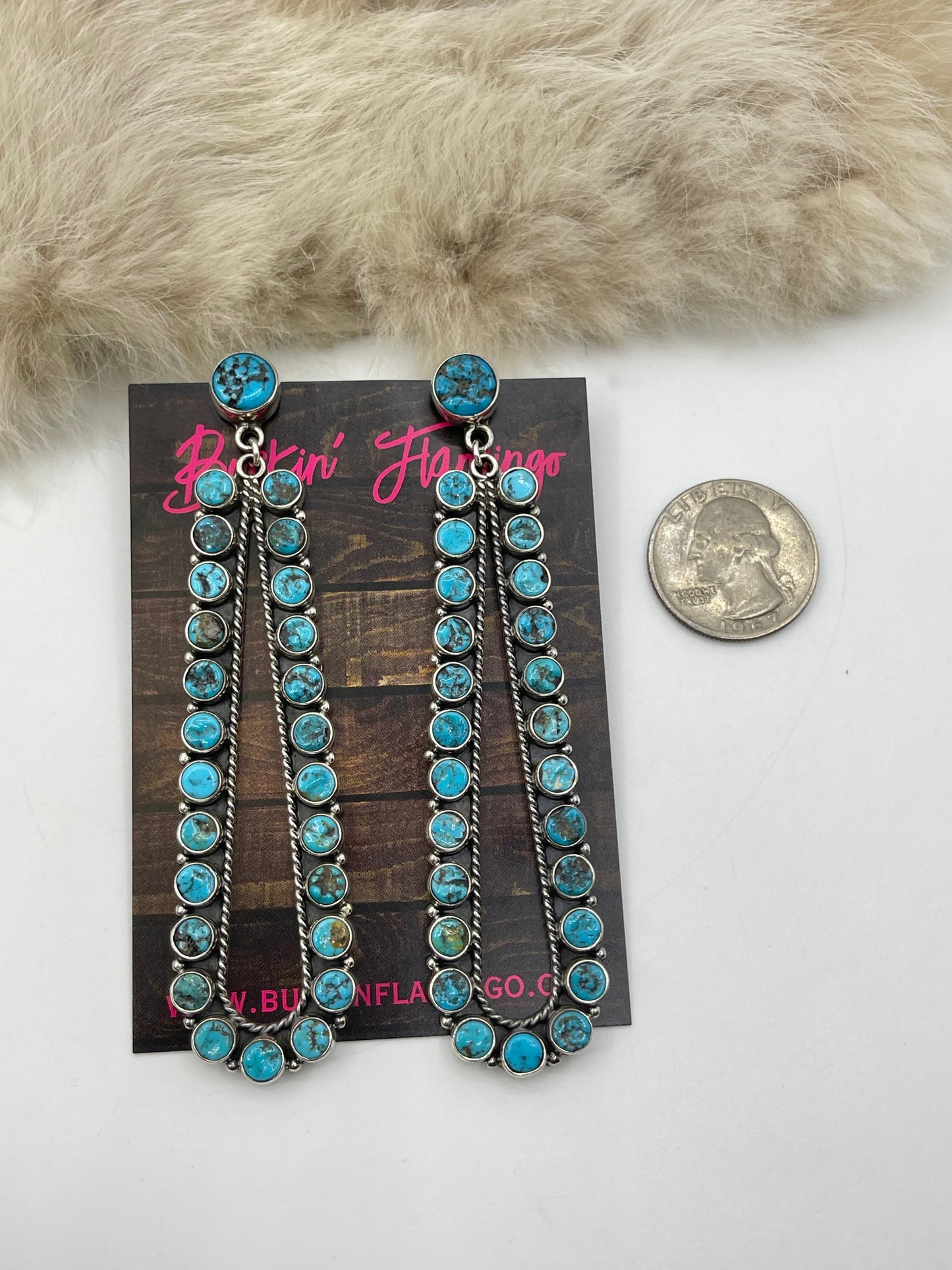 4" Long Natural Sleeping Beauty Turquoise Long Teardrop Dangle Earrings