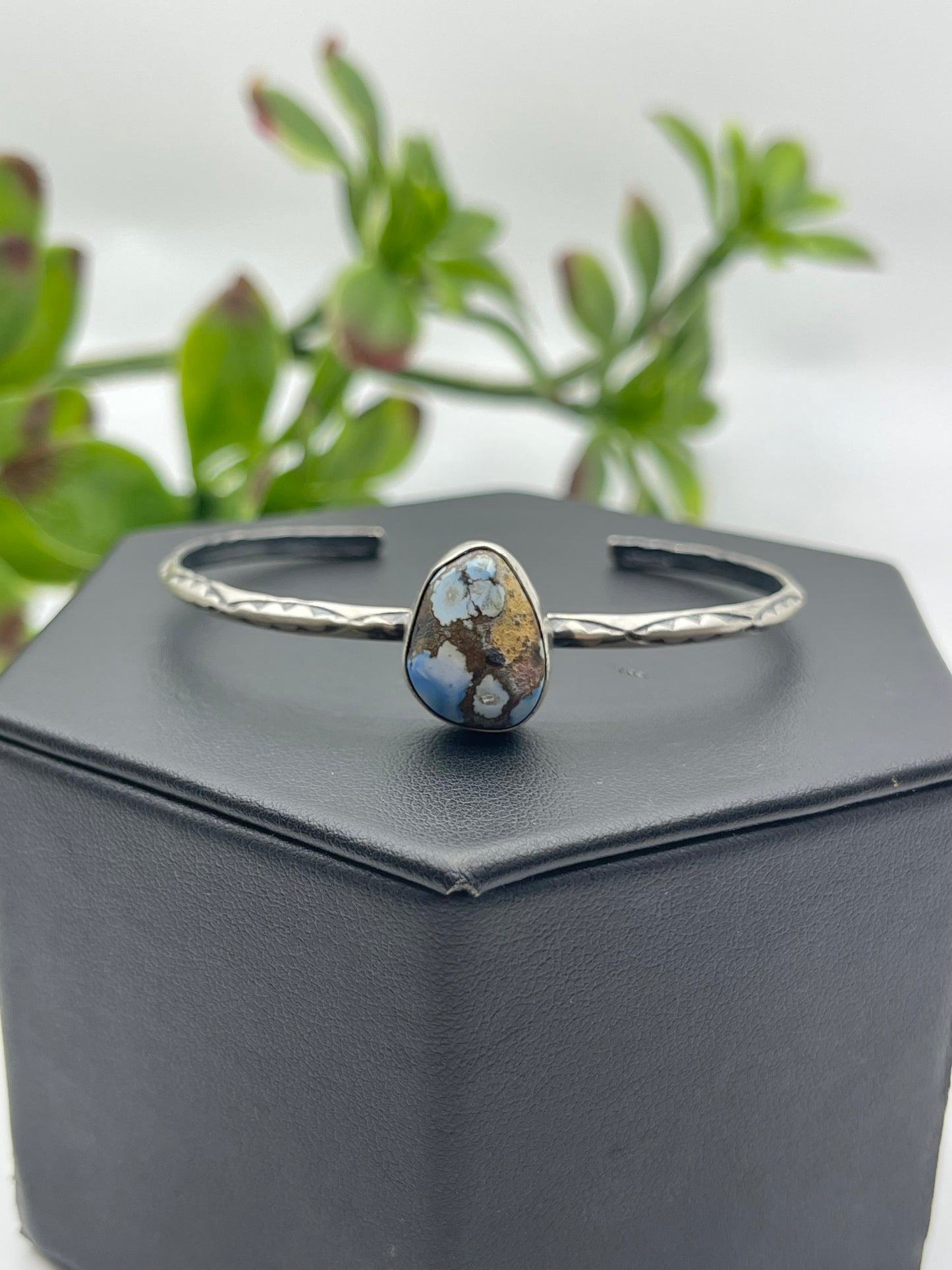 5.5" - 7" Golden Hills Turquoise Teardrop Cuff