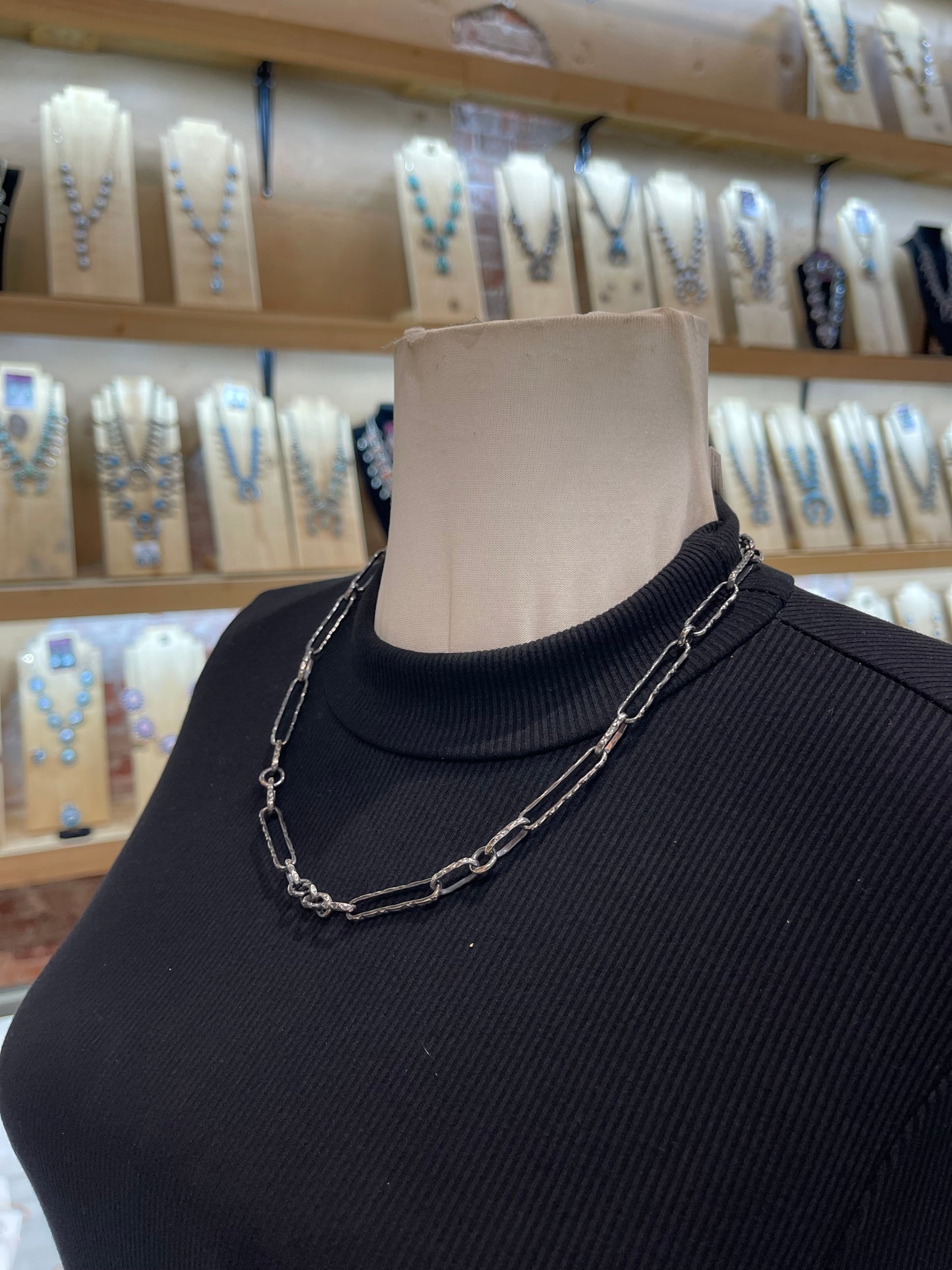 21" 7.6mm @Widest Pt. Handmade Paperclip Chain Necklace by Bad Bronc