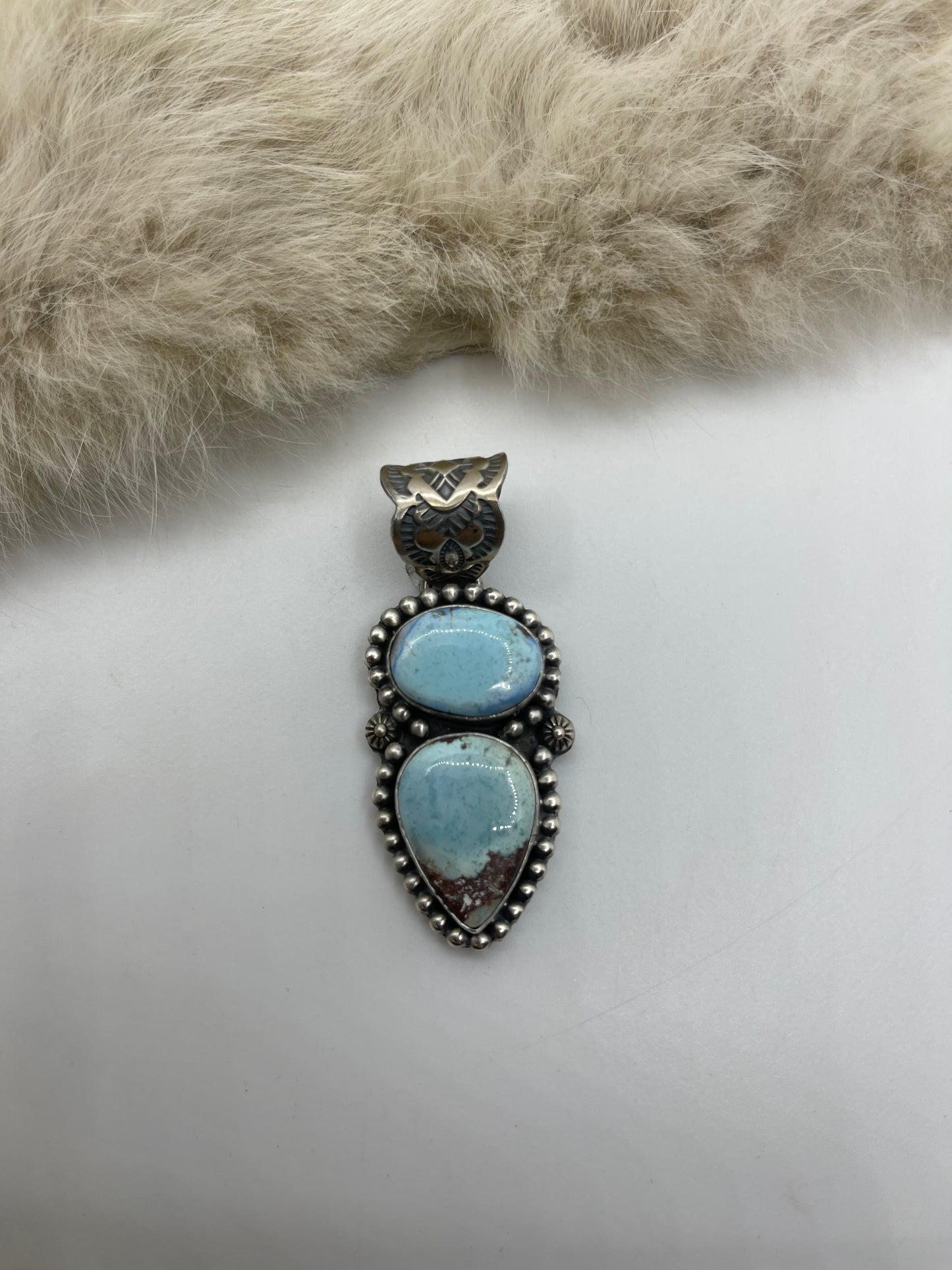 10mm Bail 2 Stone Golden Hills Turquoise Pendant