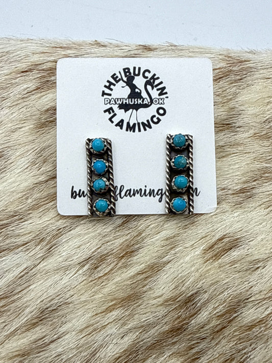 4 Stone Dainty Drop Earrings by Janie Spencer, Navajo