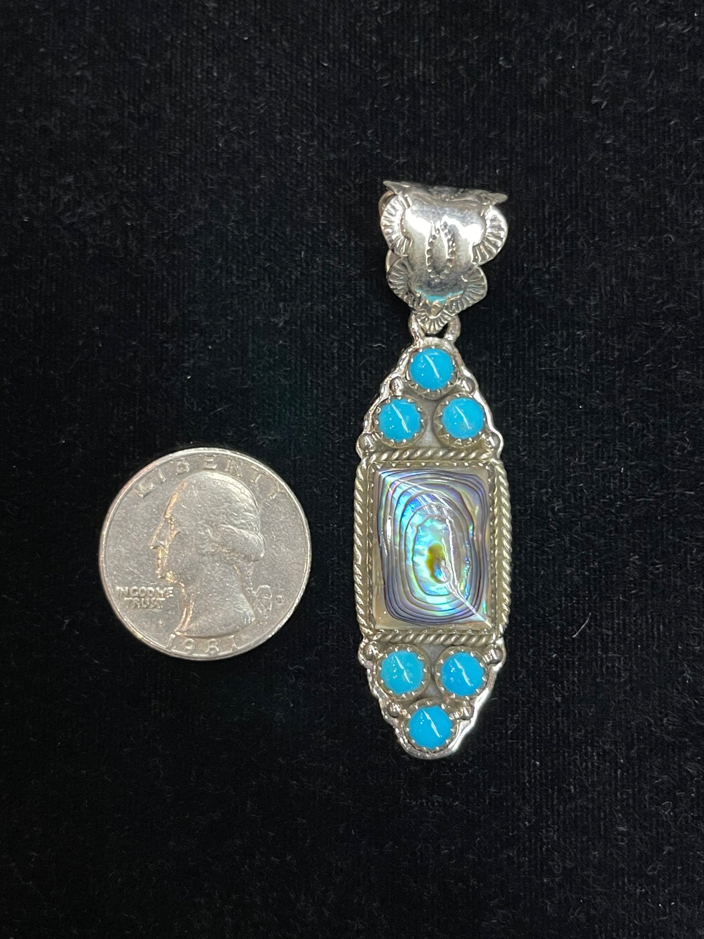 10.7mm Bale Abalone and Sleeping Beauty Turquoise Pendant