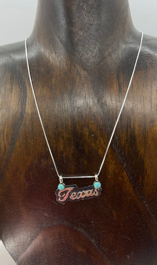 LOT 10 B 7/5 18" Turquoise "TEXAS" Necklace by Myra Benally, Navajo
